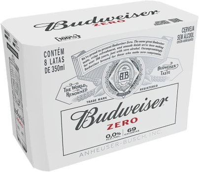 Pack Cerveja Budweiser Zero Álcool 350ml Lata - 8 unidades