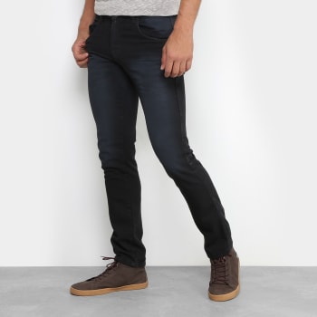 Calça Jeans Skinny Preston Estonada Black Masculina - Preto