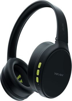 Fone de Ouvido WAAW by ALOK SENSE 200HB Headphone Bluetooth, Microfone e Toque inteligente, Conexão Multipontos, Preto e Verde, Regulável