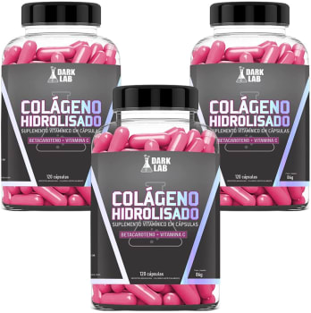 Kit 3 Colágenos Hidrolisado Dark Lab Collagen - 360 Cápsulas