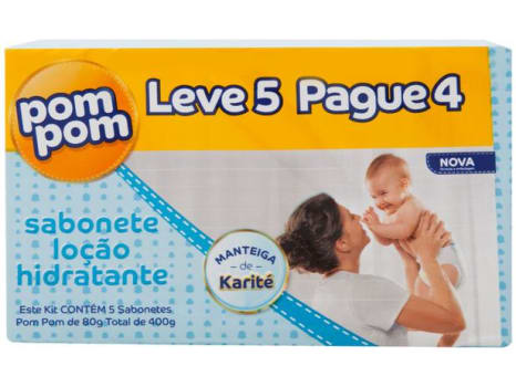 Sabonete Infantil Pom Pom Hidratante 80gr - 5 Unidades - Magazine Ofertaesperta