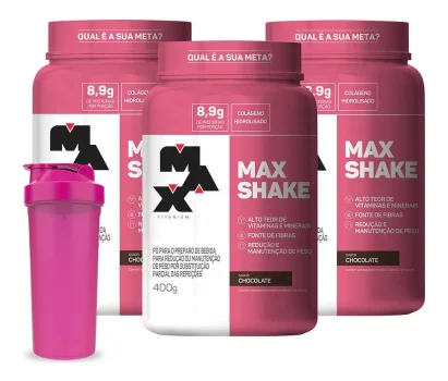 Kit 3x Max Shake 400g Cada - Max Titanium