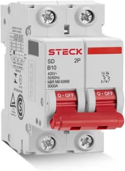 Steck, Disjuntor Serie Sd62 10a 2p 400v Curva B 3ka SDD62B10