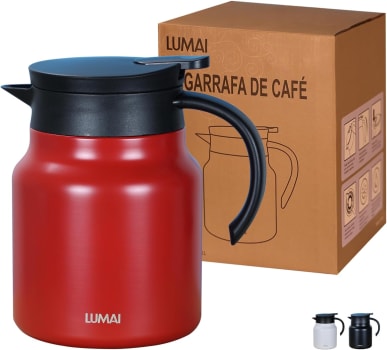 Garrafa Termica de Café Inox 1L Cafeteira LUMAI (Disponível Em 3 Cores)