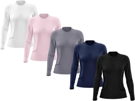 Kit 5 Camisetas Feminina Manga Longa Proteção Solar UV 50