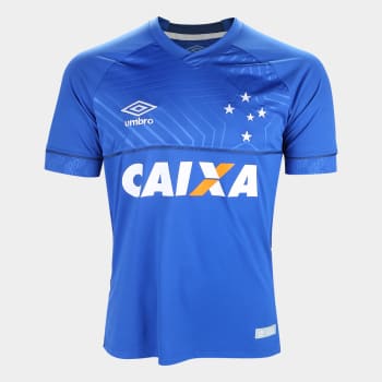 Camisa Cruzeiro I 18/19 s/n° C/ Patrocínio - Torcedor Umbro Masculina - Azul e Branco