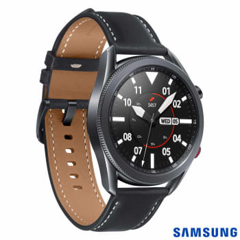 Galaxy Watch3 45mm Samsung Preto com 1,4", Pulseira de Couro, Bluetooth, LTE e 8GB - SM-R845FZKPZTO