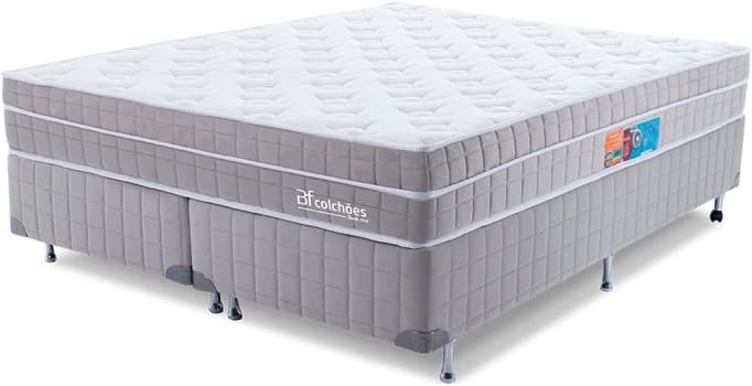 Cama Box Queen Colchão Molas Ensacadas Viscoelástica Espuma Nasa Ortopédico D33 com Pillow - BF Colchões