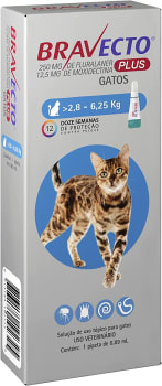 Bravecto Plus Antipulgas e Carrapatos Gatos 2,8 a 6,25Kg