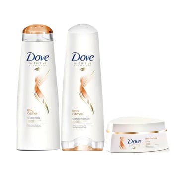 Kit Dove Ultra Cachos Shampoo + Condicionador + Creme de Tratamento 400 ml