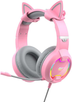 Headset Gamer Havit H2233d P2 Rgb (usb) 50mm Pink Cat Rosa