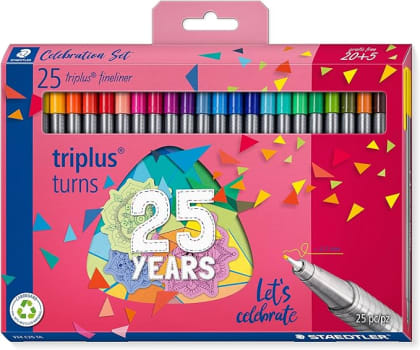 STAEDTLER Caneta de ponta de fibra de edição limitada 334 C25 TA Triplus Fineliner, 0,3 mm - cores sortidas (pacote com 20 +5)