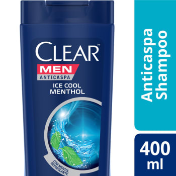 4 Unidades - Shampoo Clear Men Ice Cool Menthol 400ml