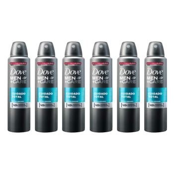 Kit Desodorante Dove Men Care Cuidado Total Aerosol Masculino 150ml com 6 unidades - Incolor