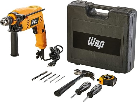 Furadeira de Impacto e Parafusadeira WAP EFPI 700K10 Elétrica Kit Mandril 3/8" 700W 220V