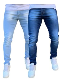 Kit 2 Calças Jeans Masculina Skinny Com Lycra Elastano