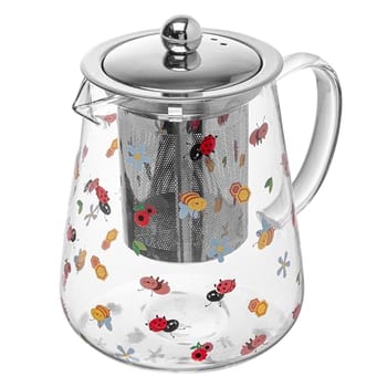 LYOR - Chaleira com Filtro de Aço Inox Garden Party 750ml Vidro Borossilicato Resistente ao Calor e Fogo -
