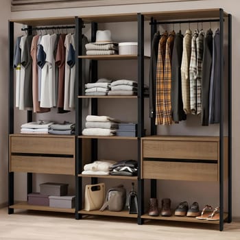 Guarda-roupa Closet Modulado Valencia 199cm Madesa Rp 02 Cor Rustic/Preto MDDR0300027K