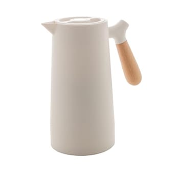 WOLFF - Garrafa Térmica de Plástico com Cabo de Madeira Nórdica 1L Branca - Mesa Posta - Itens Para Casa - Utensílios de Cozinha - Perfeita Para Café