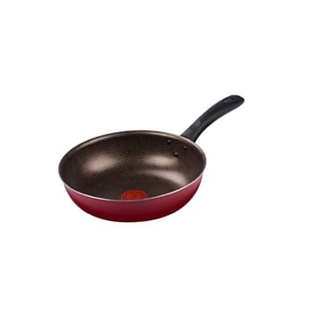 Frigideira Wok Facilita Vermelho 24cm com Antiaderente Resist - Limpa Fácil e Dura Mais, reforçado com partículas minerais, Thermo-Sinal e Cabos