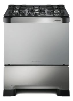 Fogão 5 Bocas Mueller Decorato Vetro Inox com Mesa de Vidro Aço Inoxidável Gas/Eléctrica