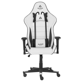 Cadeira Gamer Alpha Gamer Nimbus, Até 125 kg, Apoio de Braço 4D, Reclinável, Branco e Preto - AGNIMBUSBWHT