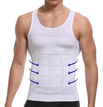 Regata Slim Alta Compressão Colete Redutor Masculino Cinta Modeladora Perde Barriga Fit (BR, Alfa, M, Regular, Branco)