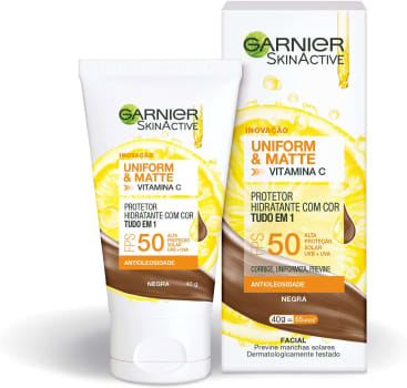 Protetor Hidratante Facial Garnier Uniform & Matte Vitamina C FPS 50 40g