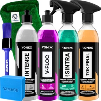 Limpeza Automotiva Completa Shampoo V-floc Revitalizador Intense Cera Tok Final Limpador Sintra Fast Pano Vonixx