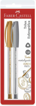 Caneta Esferográfica Metalizada Faber-Castell Trilux Colors 2 Unidades - SM/032PO