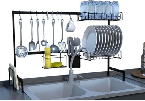 Cozinha Suspensa Modular Autosustentável Escorredor 20 Peças (PRETA)