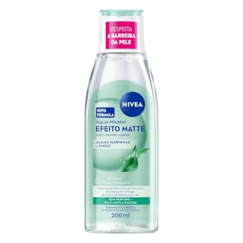 NIVEA Água Micelar Solução de Limpeza 7 em 1 Efeito Matte 200ml, Demaquila, Limpa Profundamente, Controla Oleosidade, Cuidado Facial, Pele Mista e