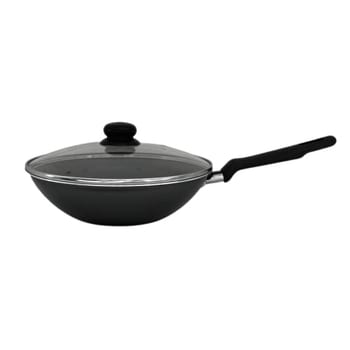 Frigideira Funda Antiaderente Wok Com Tampa- Tramontina (Grafite, 24 Cm)