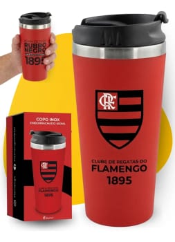 Copo Térmico Emborrachado Inox Com Tampa 450 Ml Futebol
