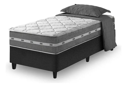 Cama Box Solteiro + Colchão Molas Ensacadas Zidi Miami 88cm