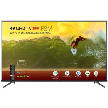 Smart TV LED 65" 4K TCL 65P8M com Android TV, Controle Remoto Comando de Voz, HDR, Micro Dimming, Google Assistant, Bluetooth, HDMI e USB