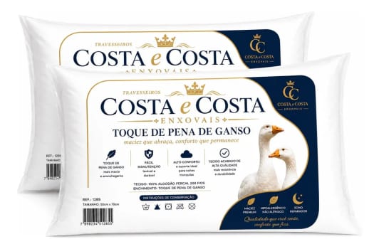 Kit 2 Travesseiros 70x50 Antialérgico Lavável Fibra Silicona