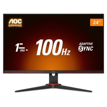 Monitor Gamer AOC 23.8" Full HD, 100Hz, 1ms, IPS, DisplayPort e HDMI, Adaptive-Sync - 24G2E1