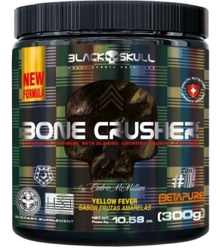 Pré-treino Bone Crusher 300g Black Skull Sabor Frutas Amarelas