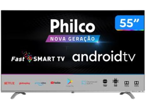 Smart TV UHD D-LED 55” Philco PTV55Q20AGBLS - Android Wi-Fi 3 HDMI 2 USB - Magazine Ofertaesperta