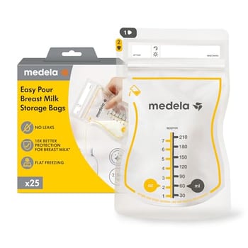 Sacos para Armazenar Leite Materno Easy Pour Medela, 50 unidades, 210ml, Descartáveis, Livres de BPA.