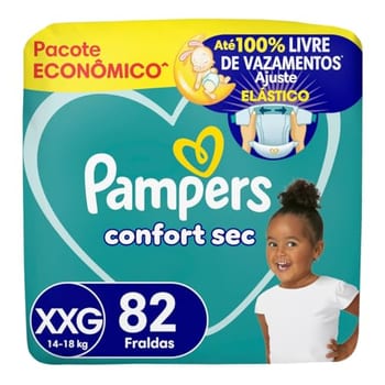 Fralda Pampers Confort Sec Tamanho XXG, 82 Unidades