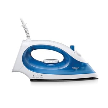 Ferro a Vapor Iron Press Elgin 2 em 1, a Vapor e Seco 1400W 220V, Base antiaderente e cabo retrátil, Azul e Branco