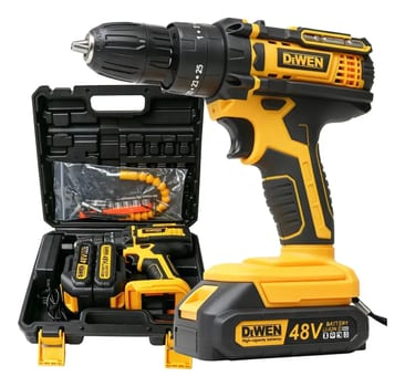 Parafusadeira Furadeira 48v Profissional 2 Baterias Sem Fio Amarelo - Dewen Genérica