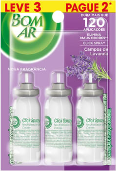 Aromatizador Bom Ar Click Spray Refil - 3 Unidades