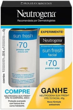 Protetor Solar Neutrogena Promopack Corporal Fps70 200ml e Neutrogena Sun Fresh Facial Fps70 40g