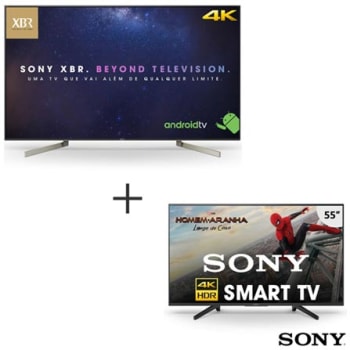 Smart TV 4K Sony 75 com X-Motion Clarity, UpScalling e Wi-Fi + Smart TV 4K Sony 55 com 4K X-Reality Pro e Wi-Fi - SOCJXBR75X9035