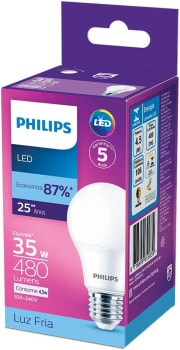 3 Unidades - Lampada LED bulbo Philips luz branca fria 9W Bivolt (100-240V) Base E27