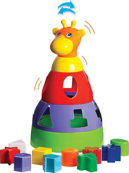 Brinquedo Educativo Girafa Didática com Blocos Merco Toys, cores sortidas, 1 unidade