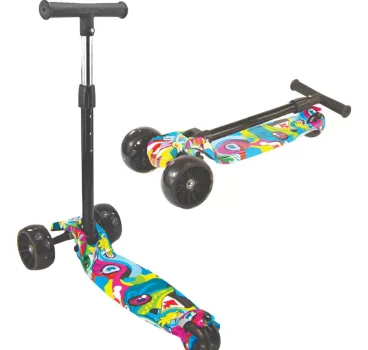 Patinete Infantil Dobrável LED 4 Rodas Base Scooter Até 70kg Cor Azul